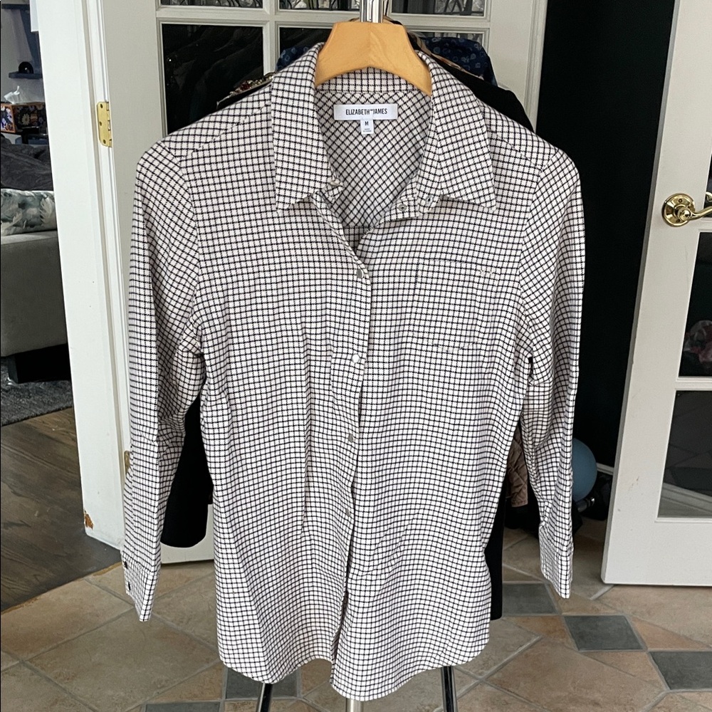 Elizabeth and James Black and White Grid Shirt
